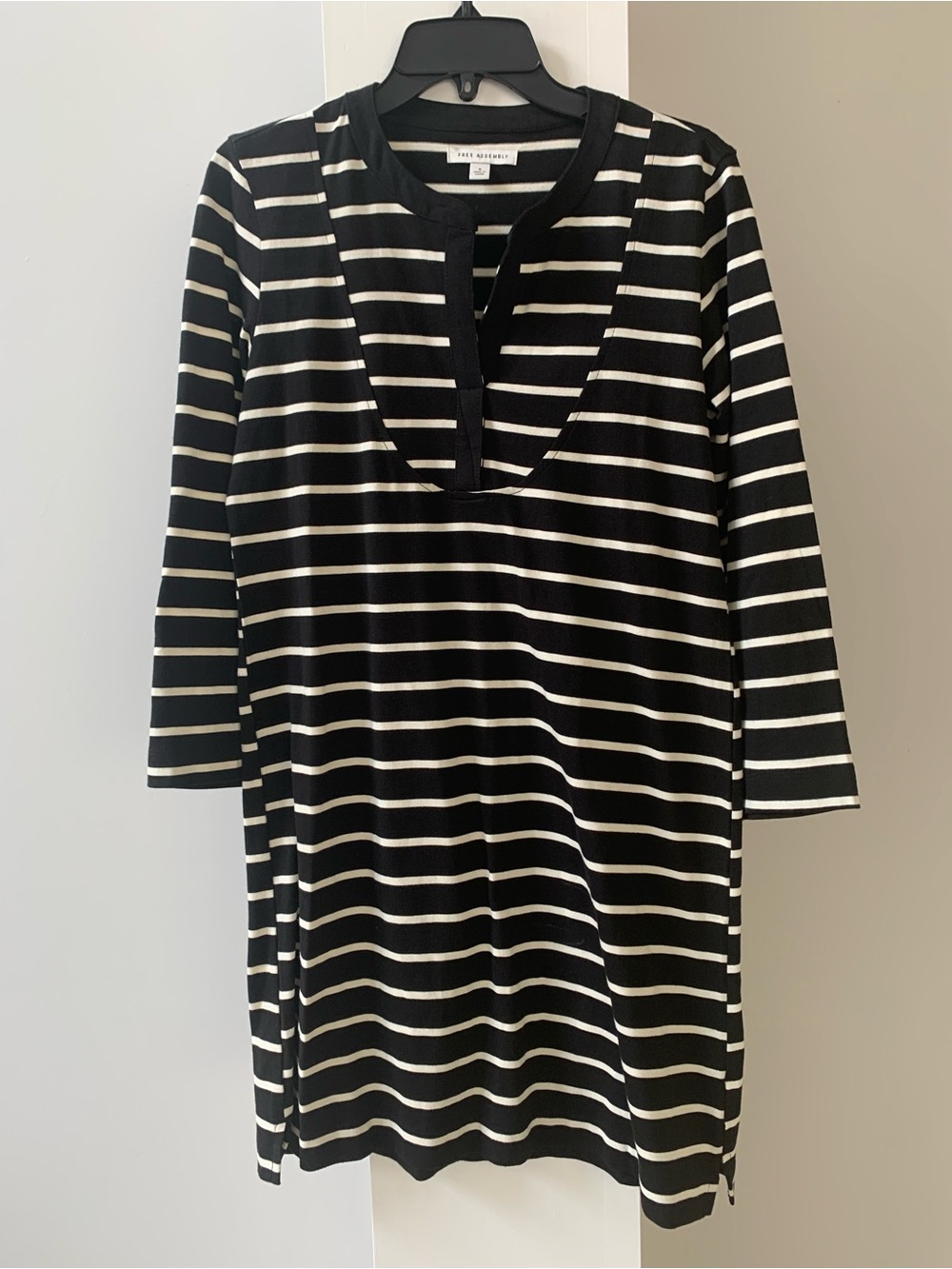 New Free Assembly Striped T-Shirt Bib Mini Dress
